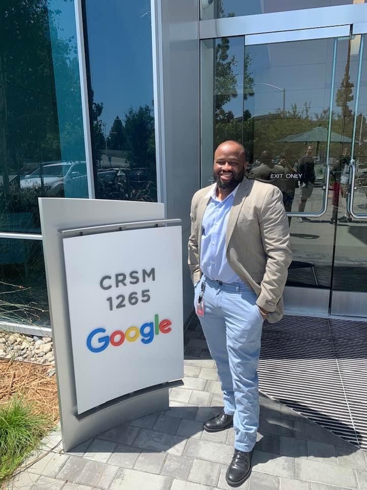 Albere Correa outside the Google offices where he works.
