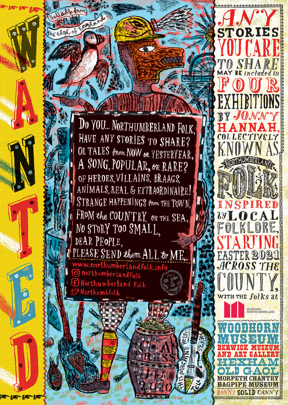 Image shows work from Jonny Hannah's exhibition - Northumberland Folk