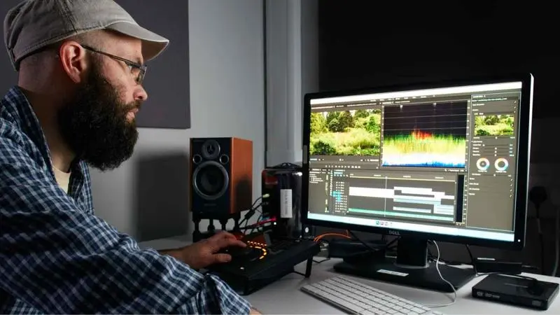A man working at a computer
