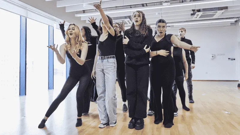 A group of students performing