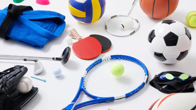 A selection of sport equipment