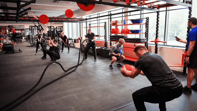 A group of students working out in a gym