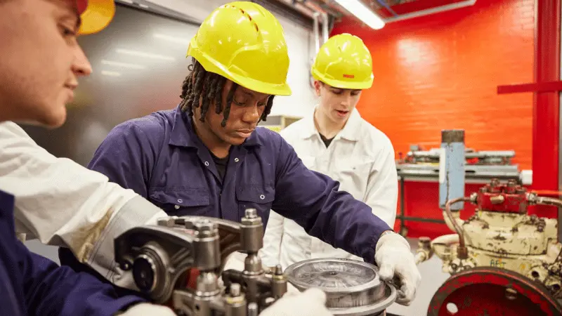 A group of engineering students working together