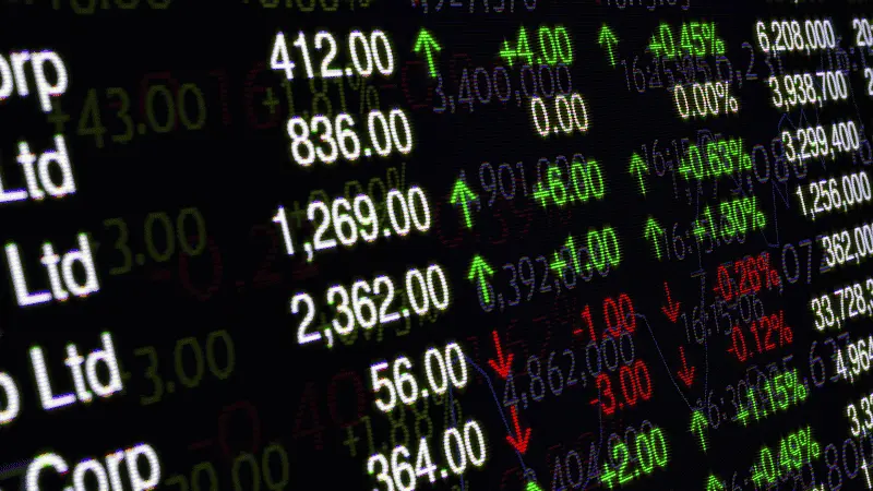 A stock market screen
