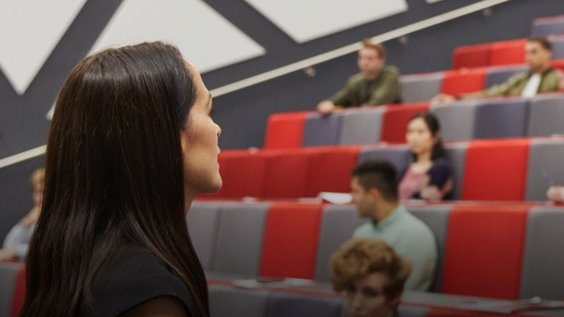 Students in a lecture in the Jane Austen lecture theatre