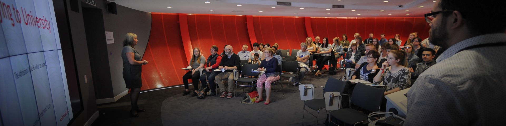 Students in a lecture in The Pod lecture theatre