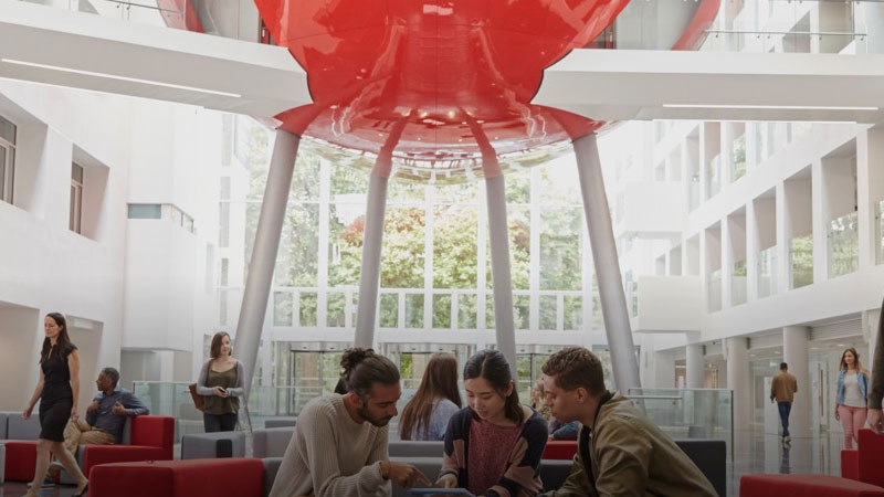 The Pod in The Spark with students walking around