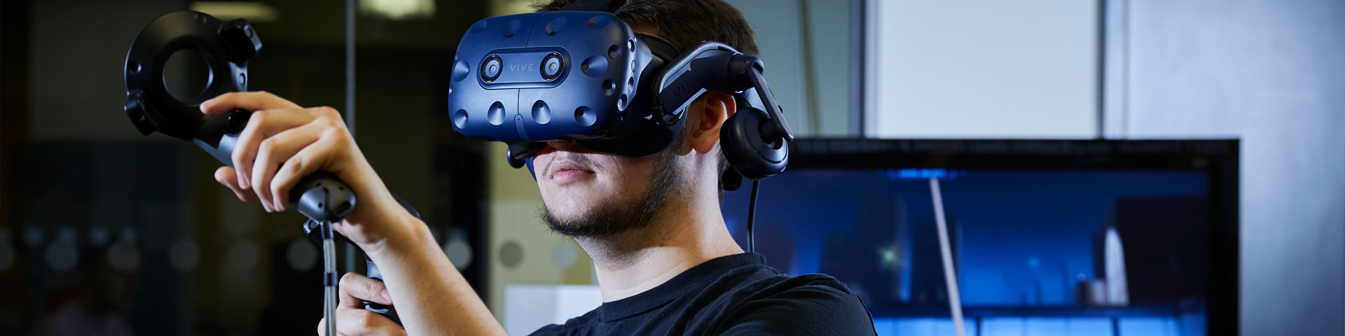 A person using virtual reality gear