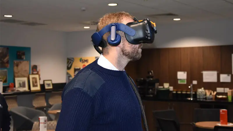 Maritime cadet wearing VR headset