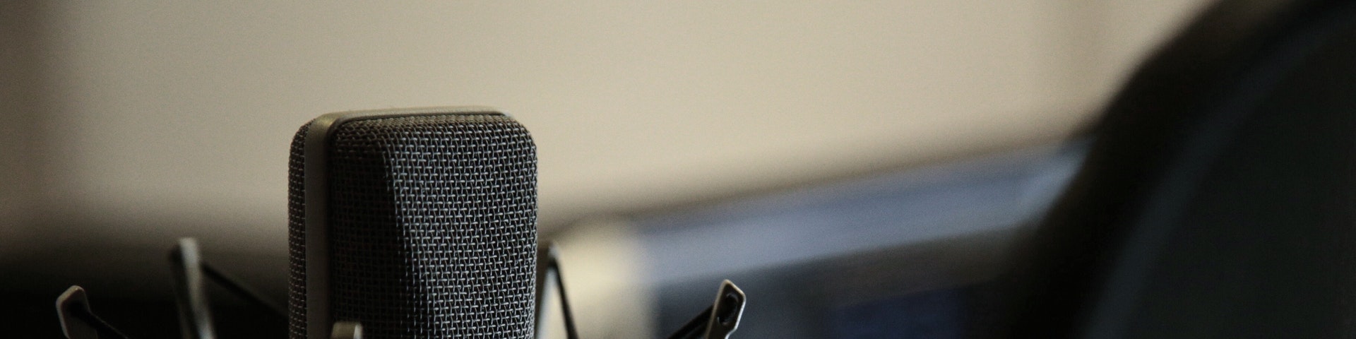 Microphone in a radio station studio