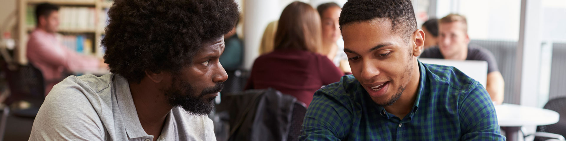 Two male students talking