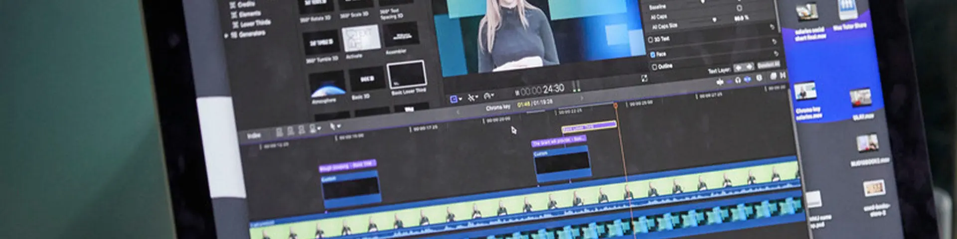 Computer screen showing media production software in action