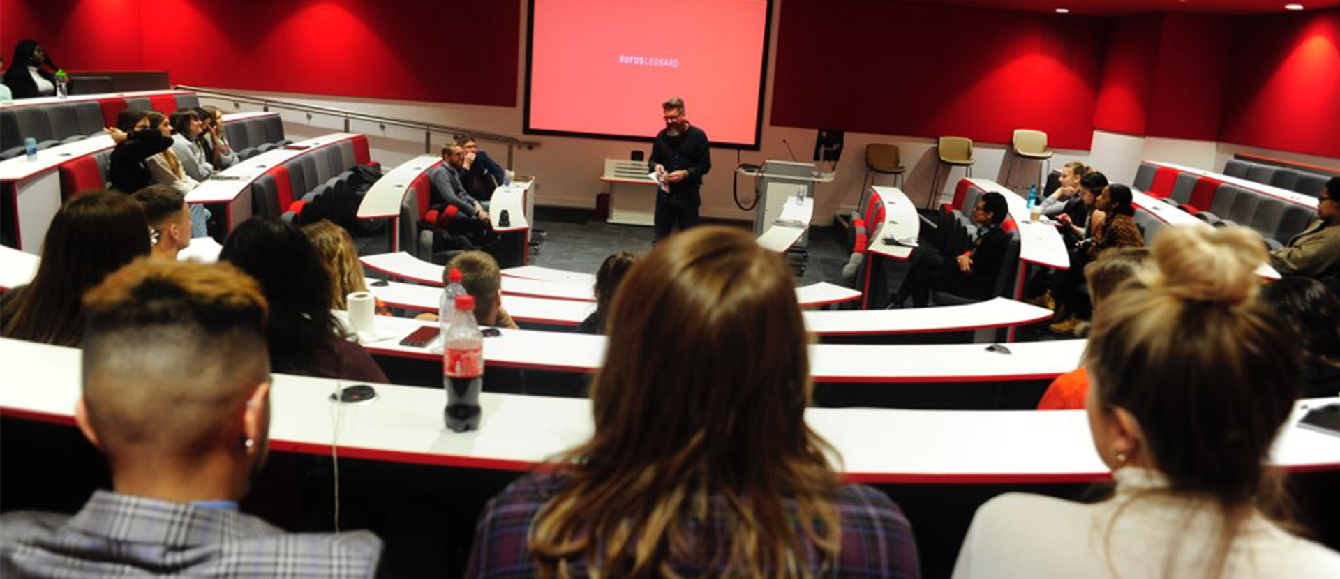 Students in the lecture theatre during the meet the professionals event