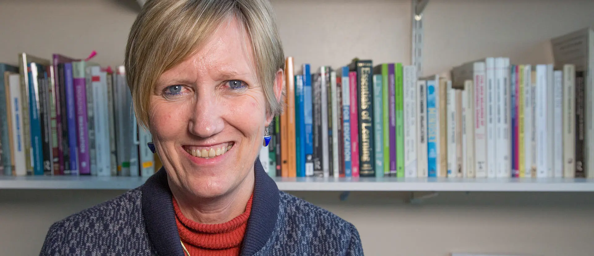 Professor Tansy Jessop in the library