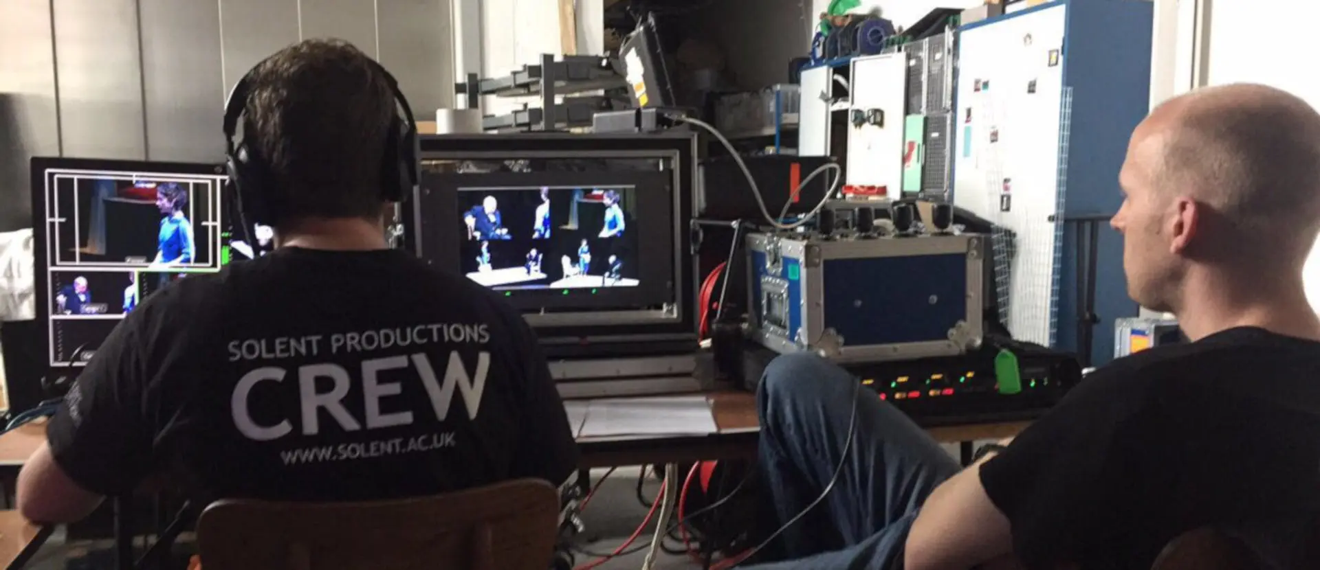 Members of the media technology student crew at work during Silent Mind.