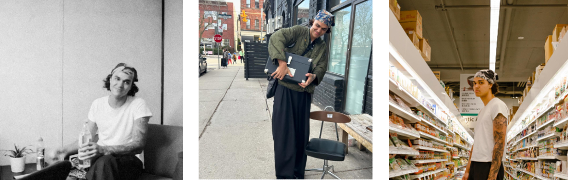 A collage of the artist.