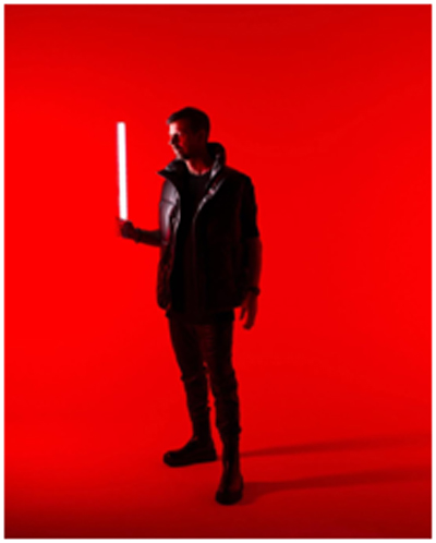 In preparation for a Halloween show, this photo shows Javier in a red-coloured room to match the colours of Halloween.