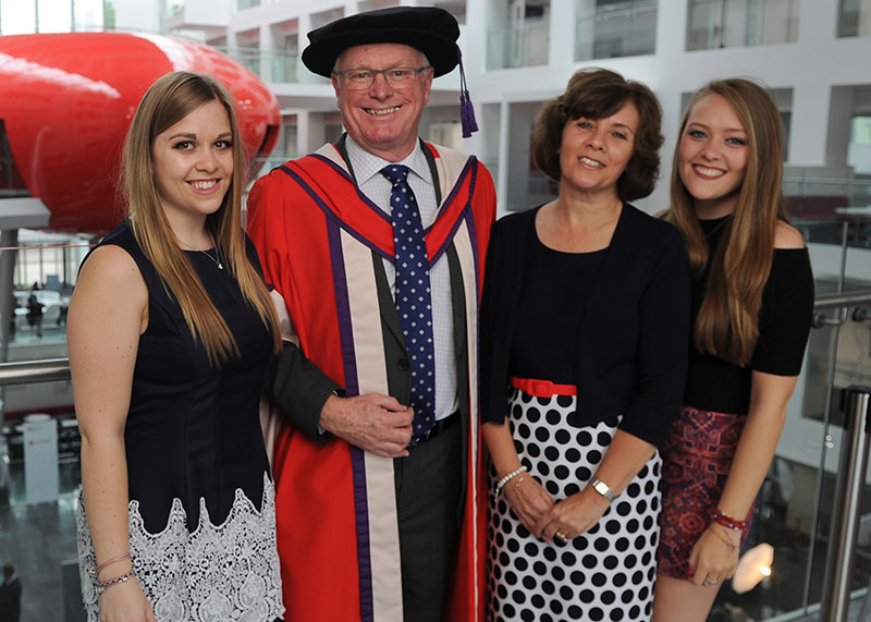 Alastair Fischbacher with his family in The Spark on graduation day