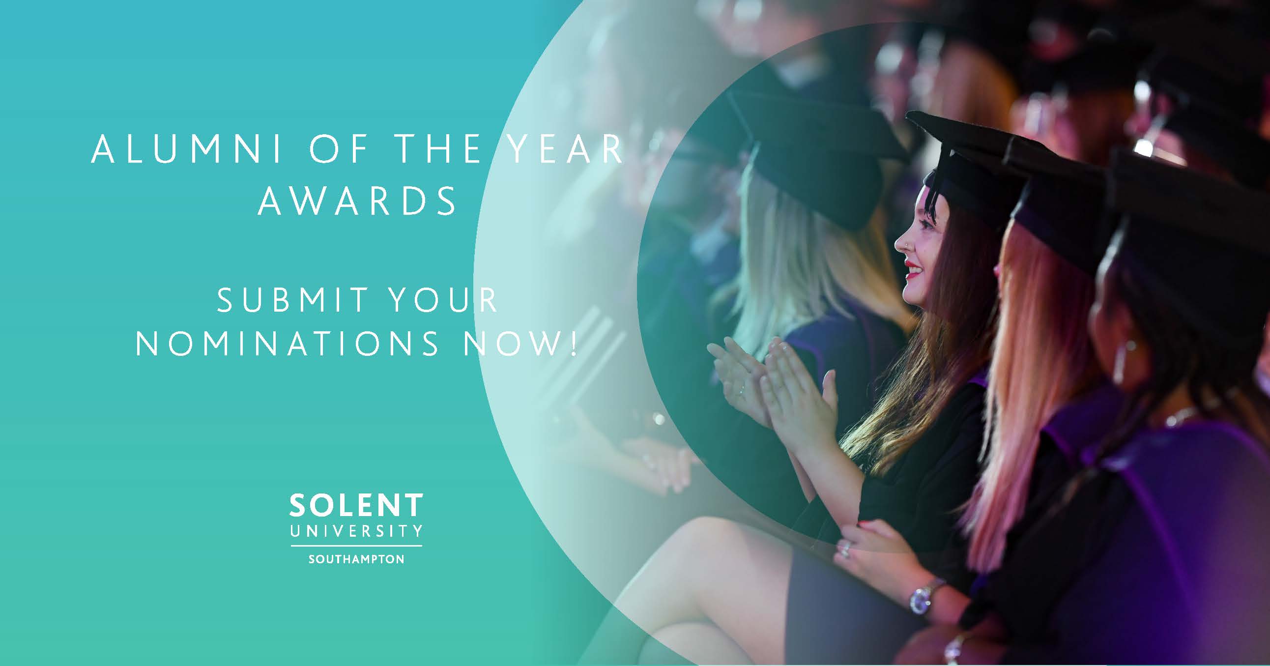 Promo for alumni of the year awards with graduates in the audience