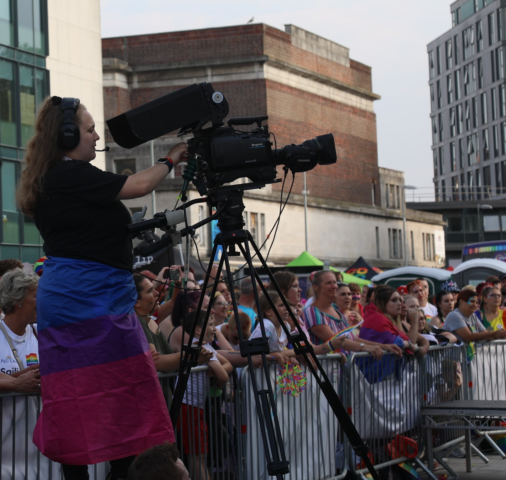 Chloe Schuil-Brewer, third year BA (Hons) Television Production student filming at Southampton Pride 2022