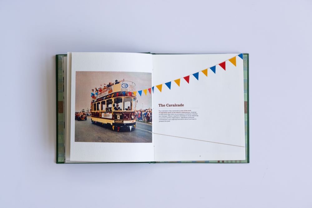 WWII bus in cavalcade on Guernsey liberation day