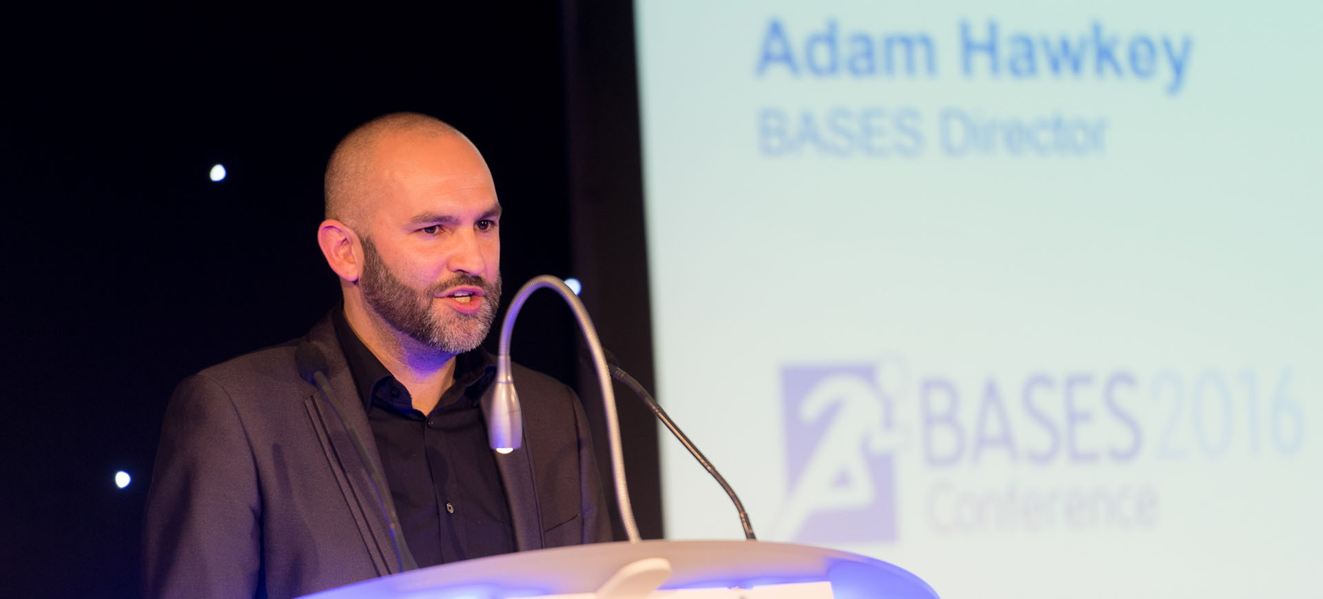 Adam Hawkey presenting