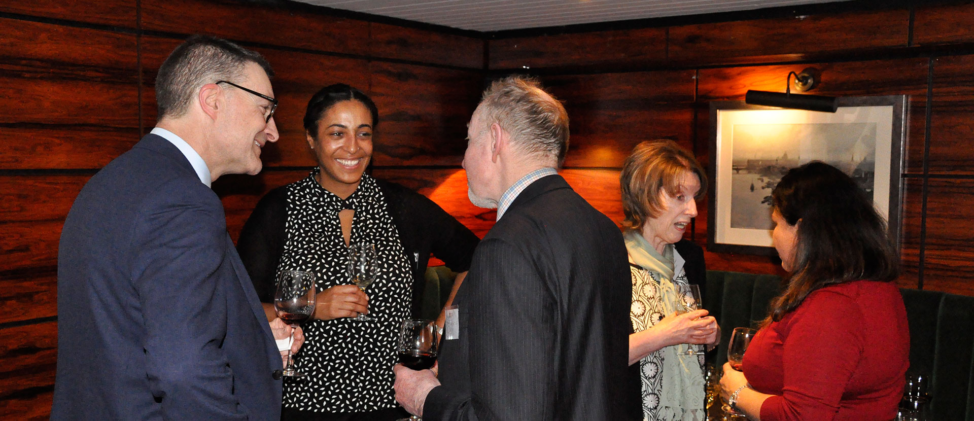 Guests at the London alumni networking event with Vice-Chancellor, Graham Baldwin