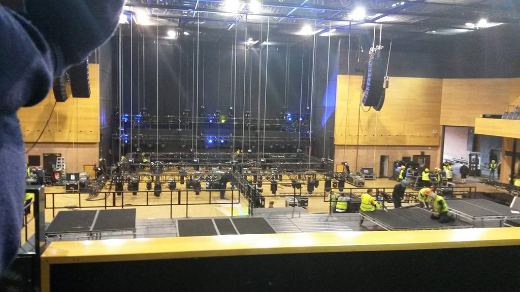 The arena being set up