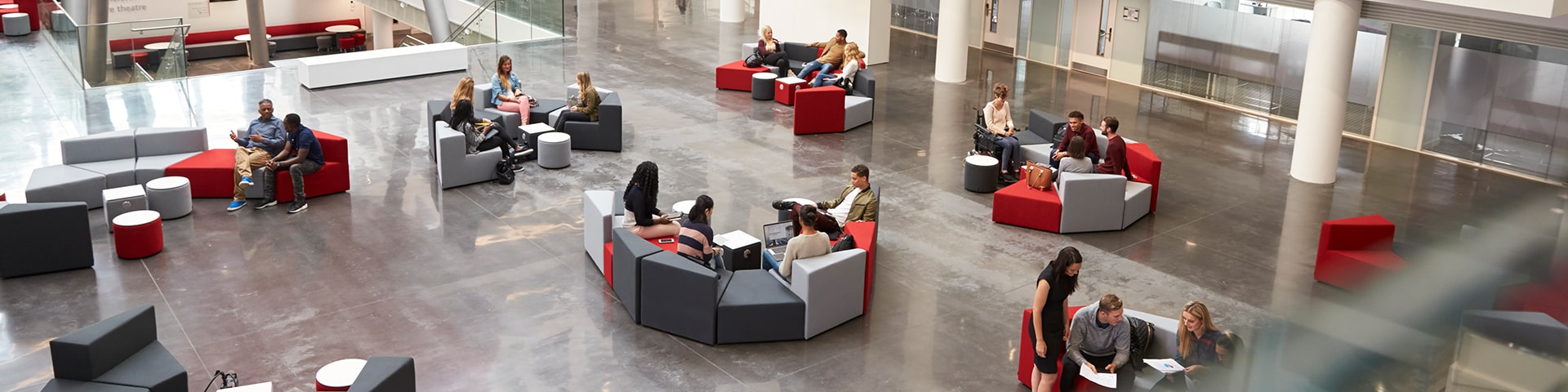 Students in the Atrium of the Spark