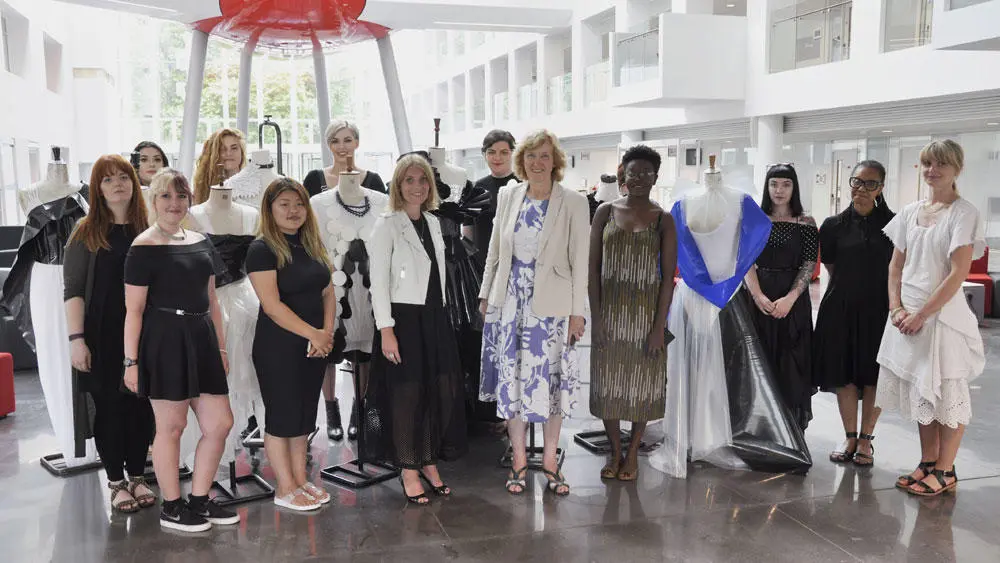 The students who took part in the DOW project with some of their designs