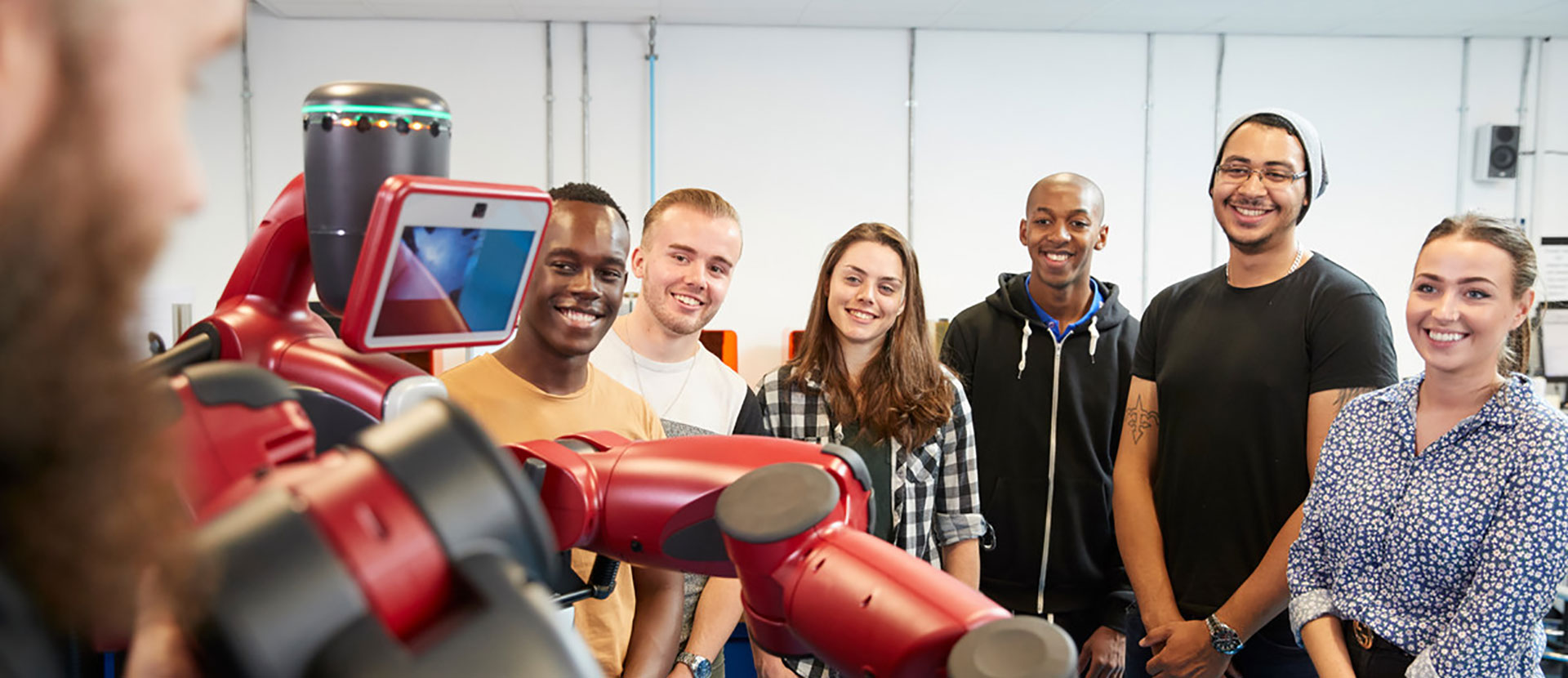Students with Baxter in the engineering lab