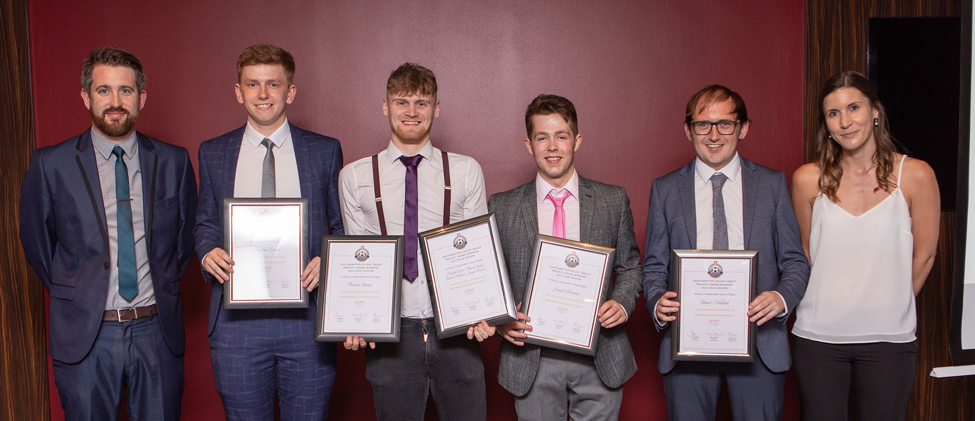 Students are presented with prizes at the Hampshire FA Grassroots Football Awards 2018