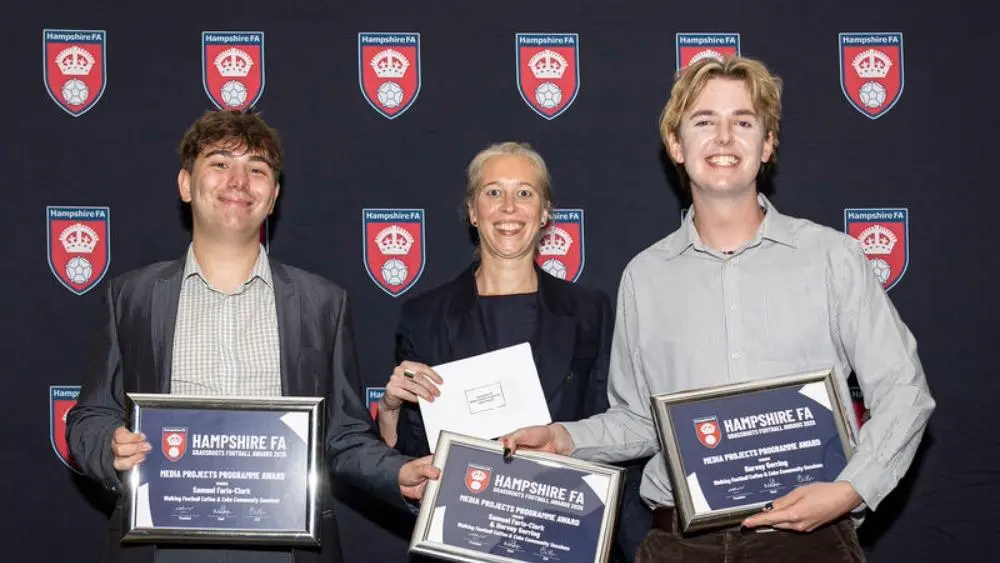 Harvey Gerring and Samuel Faris-Clark at Hampshire FA awards