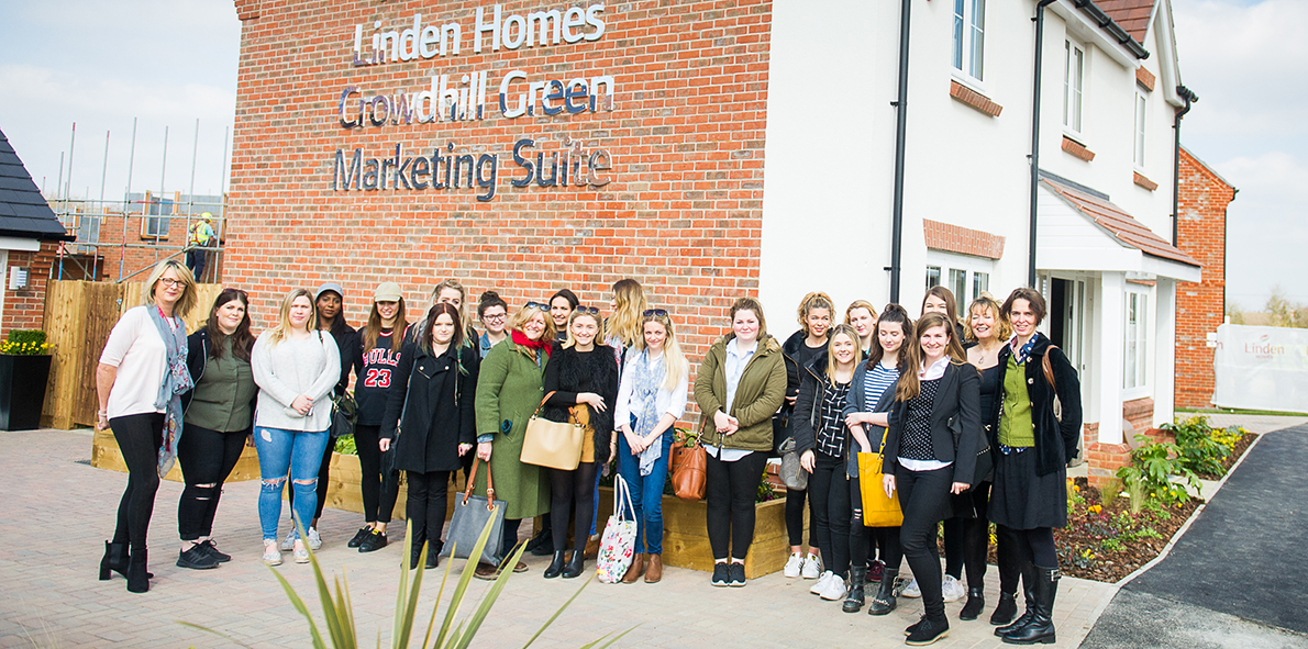 Interior design students outside Linden Homes