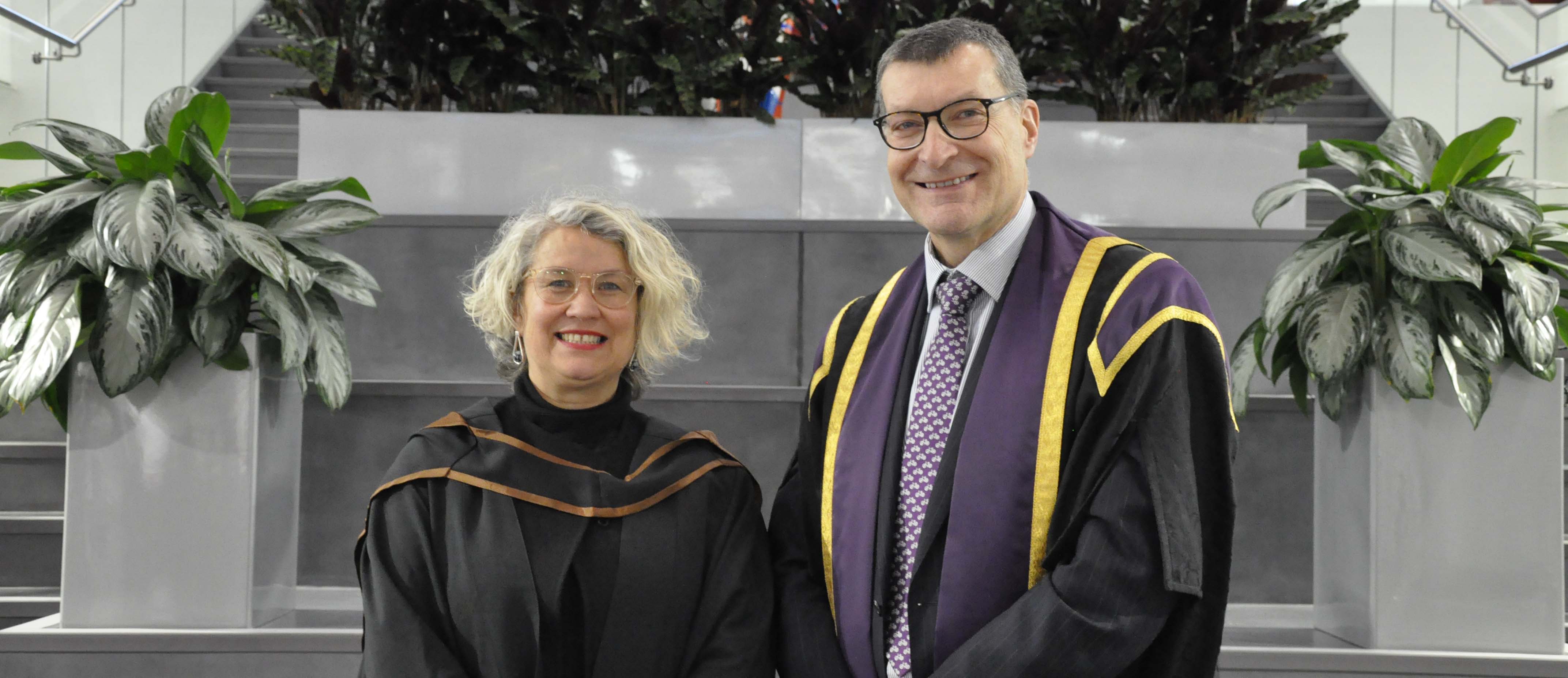 Professor Julie Hall with Professor Graham Baldwin