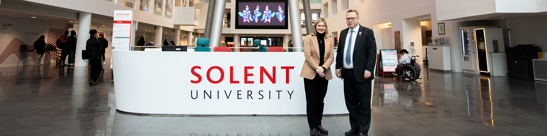 Rt Hon Justine Greening and Vice-Chancellor, Professor James Knowles at Solent University