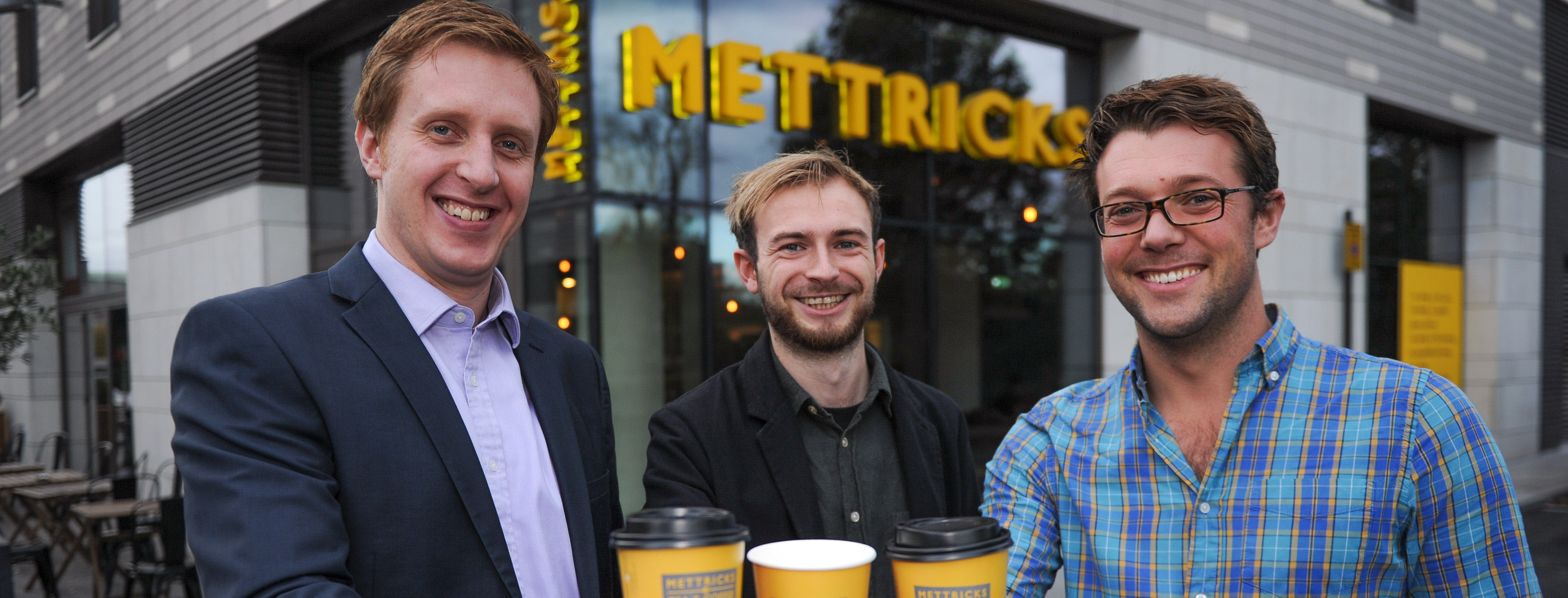 Solent's Dr Laurie Wright with Sam Williams, and Spencer from Mettricks