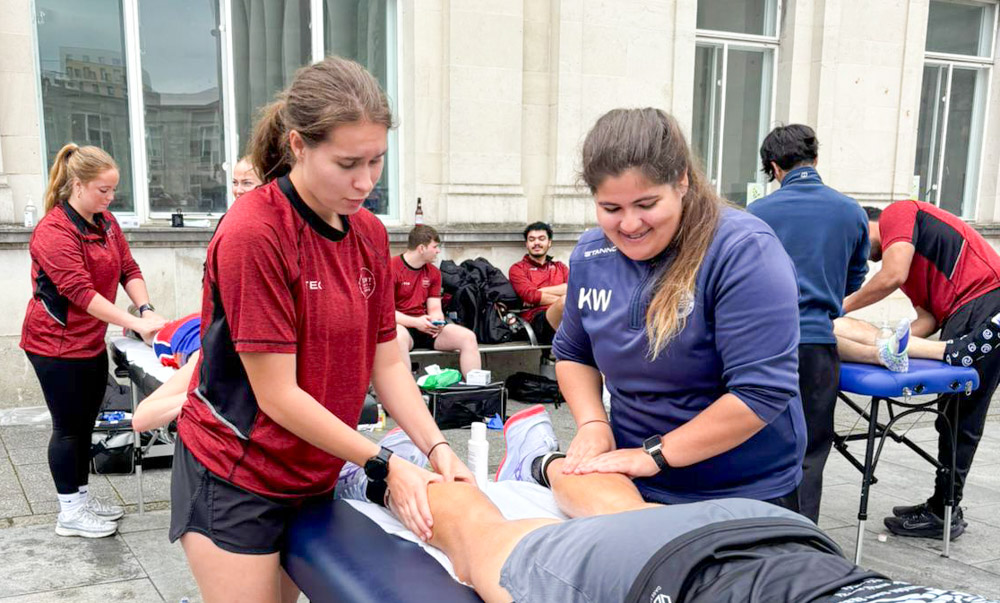 Solent sports and exercise therapy supporting a runner at the Southampton Marathon