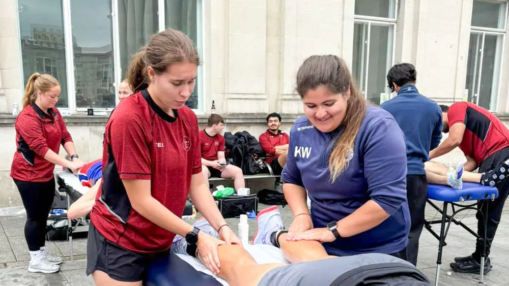 Solent sports and exercise therapy supporting a runner at the Southampton Marathon