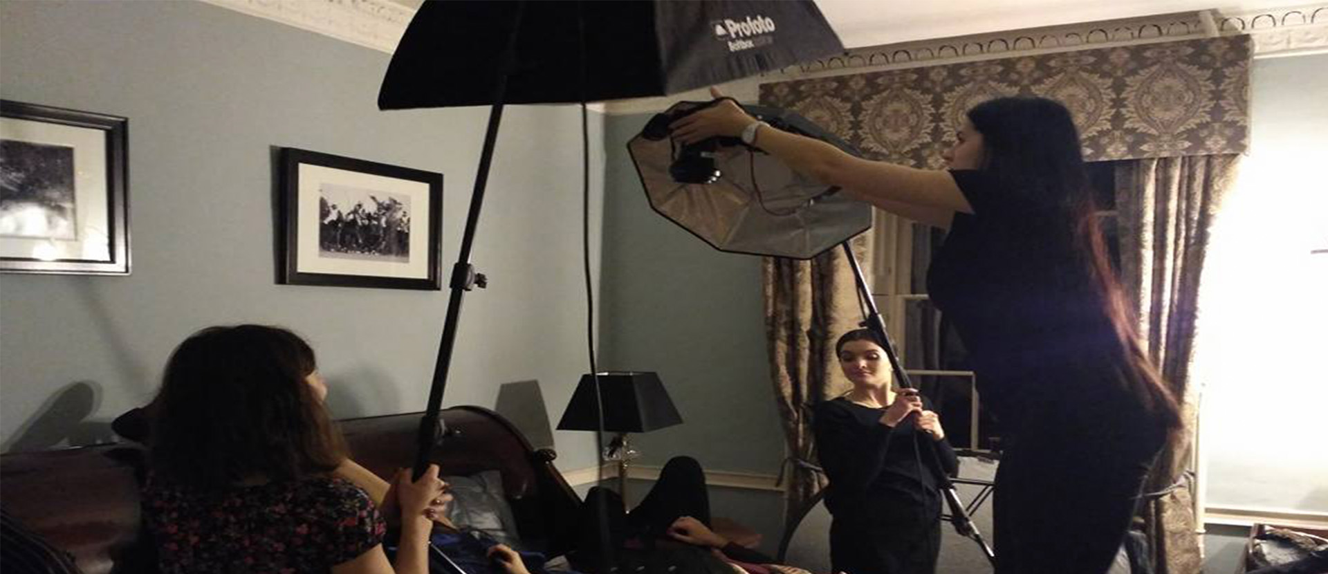 Maarit Hirvelaan setting up the photoshoot