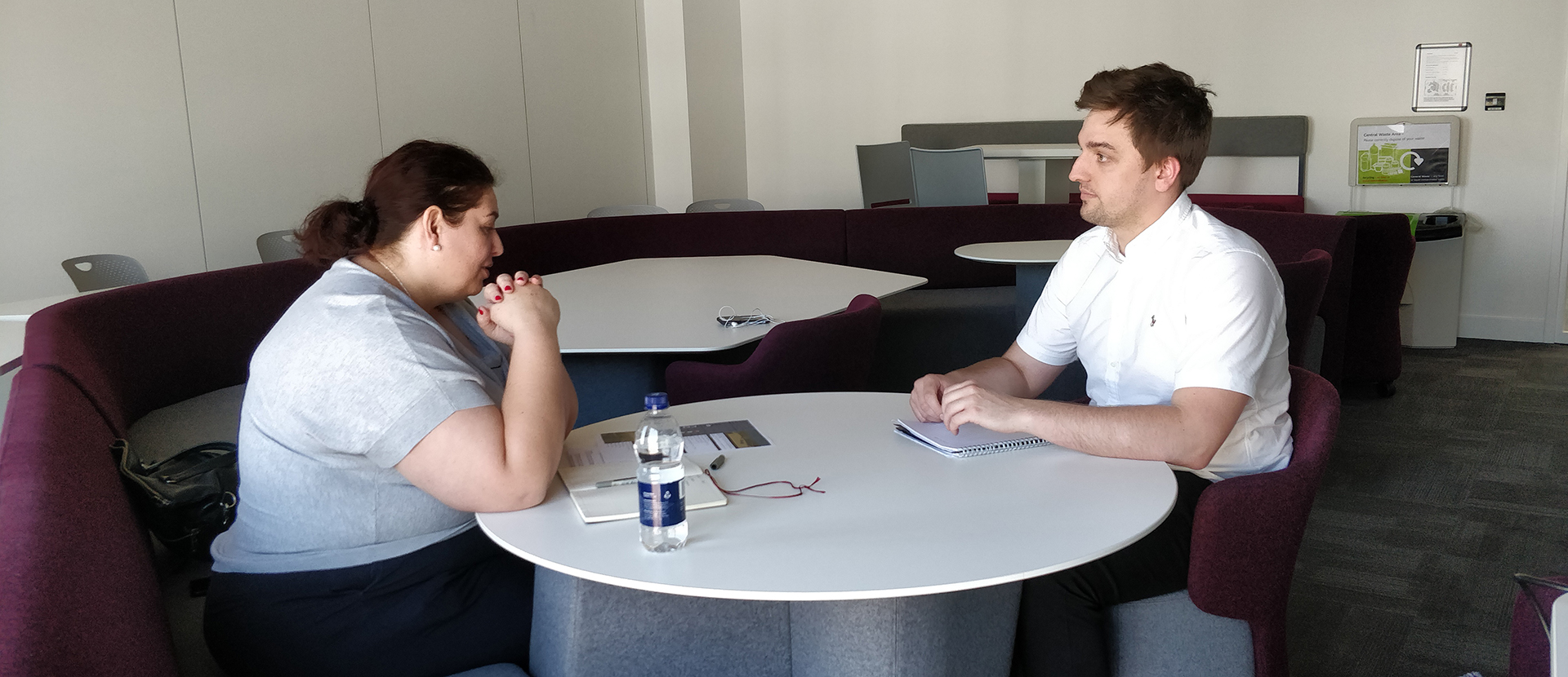 Student in a mock interview