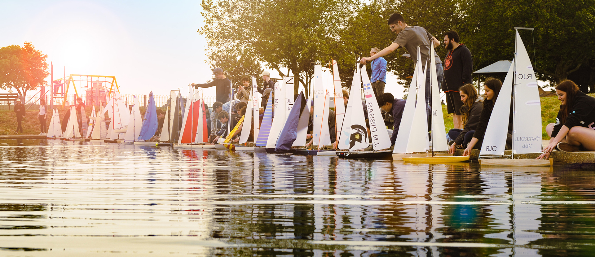 Model yachts on the river