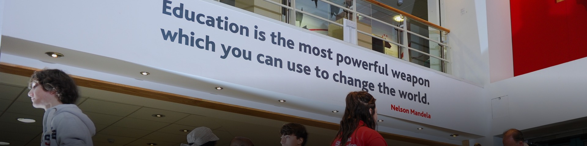 A quote from Nelson Mandela in the Andrews concourse at Solent University