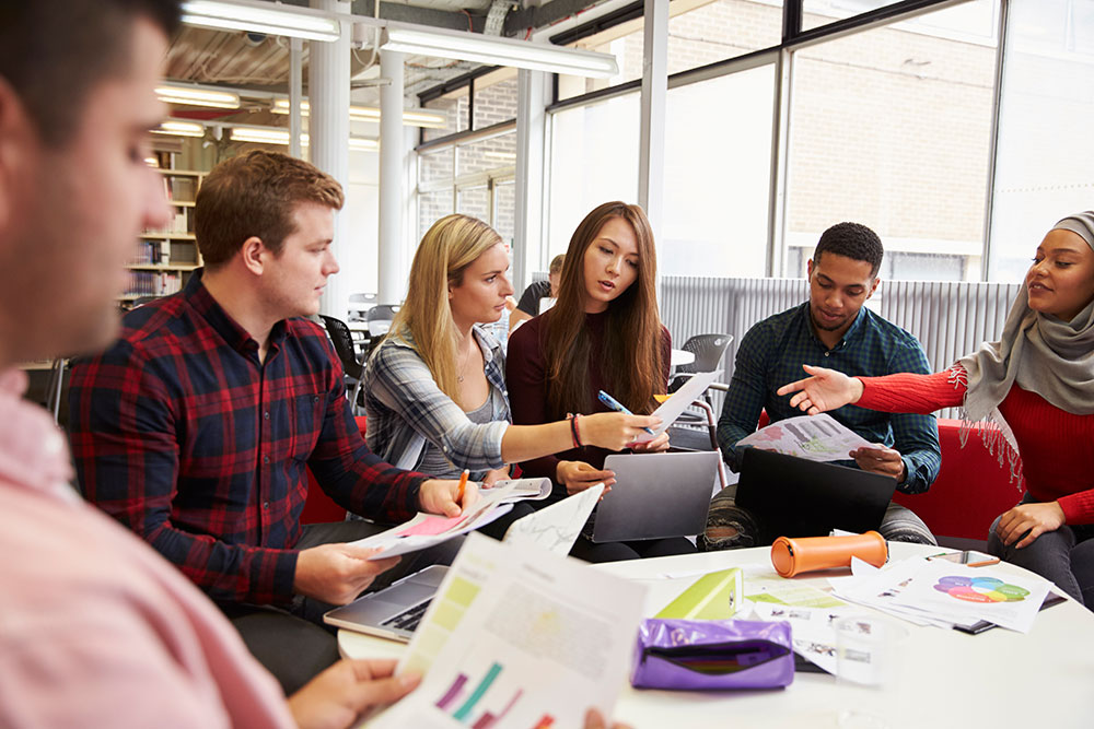 Students in the library