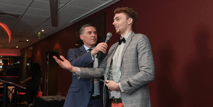 Patrick Jones accepting his award
