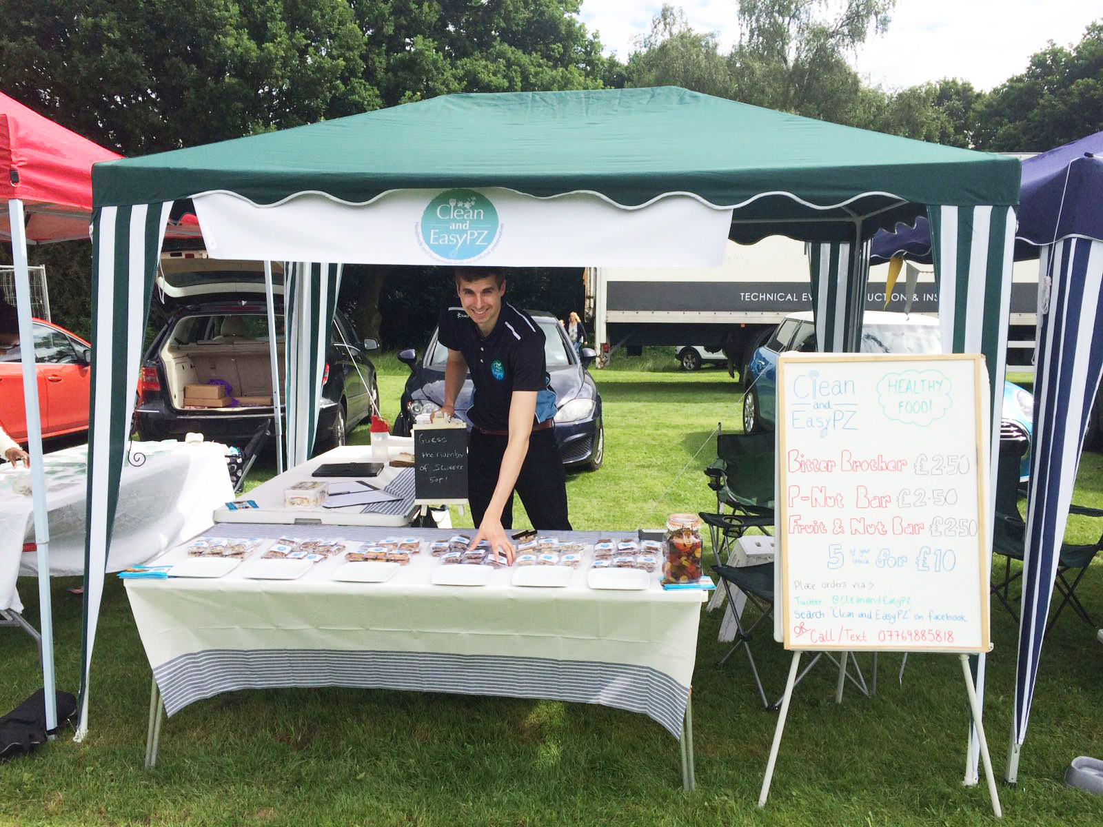 Phil selling at a market