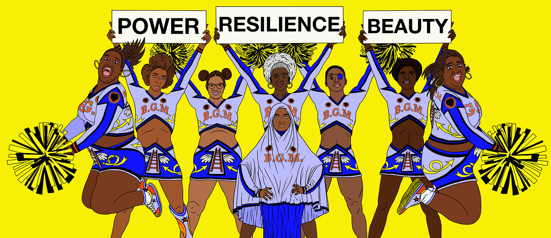 Illustration of women cheerleaders
