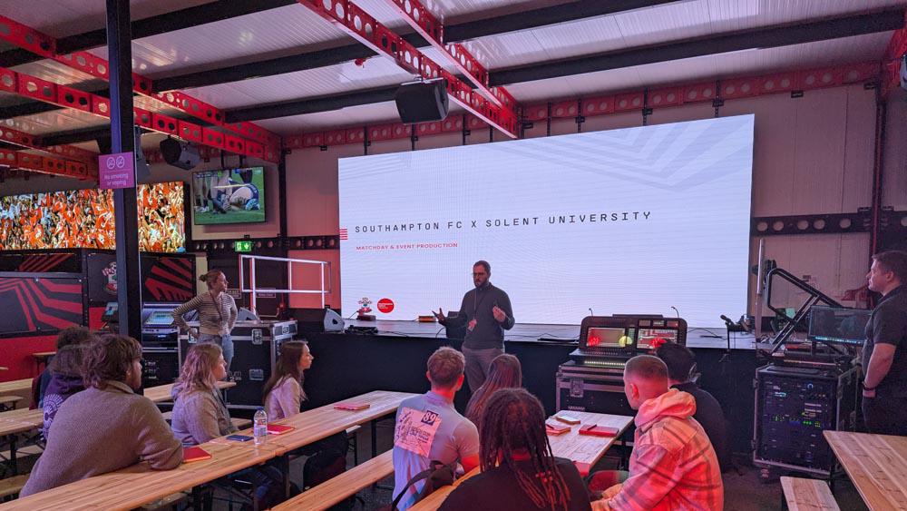 Solent students attending a Saints' workshop