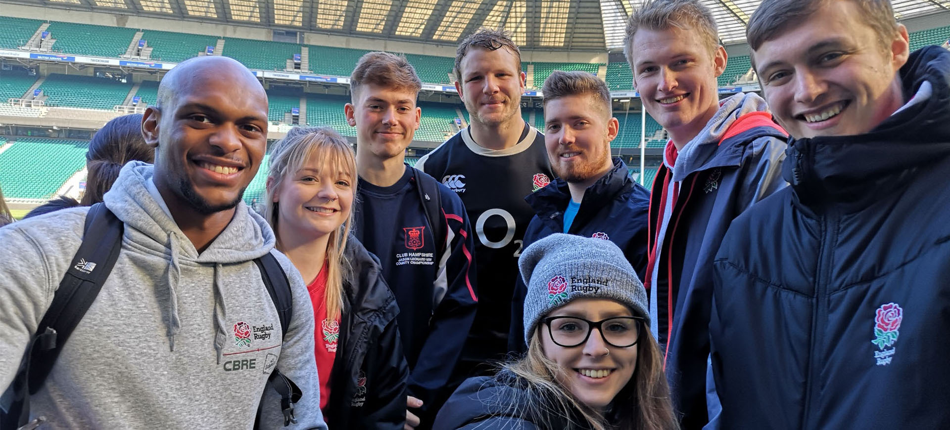 Sports students with the Wales rugby squad