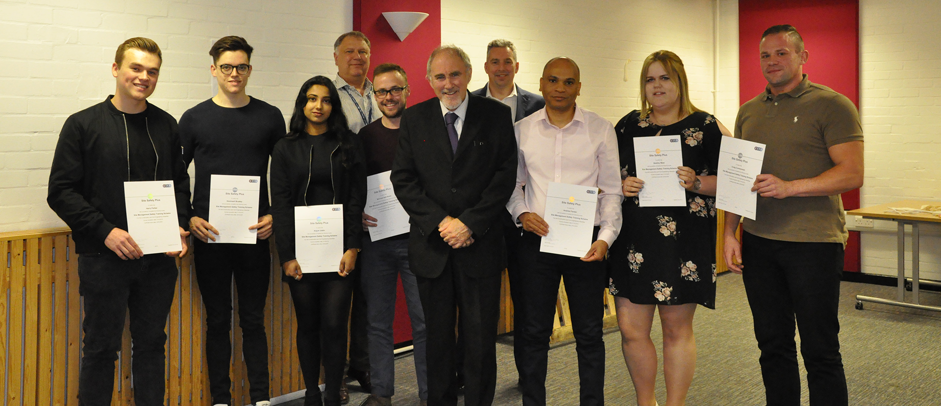 Construction Management students with CITB Site Manager Safety Training Scheme certificates